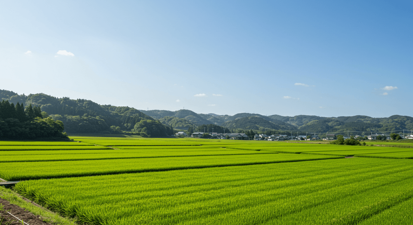 出雲の美しい田園風景と伝統的な農村の景観