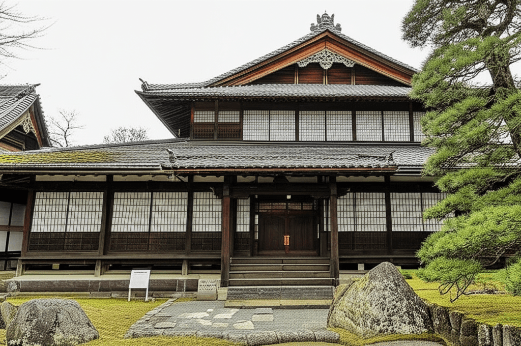 復元された本陣の外観と内部