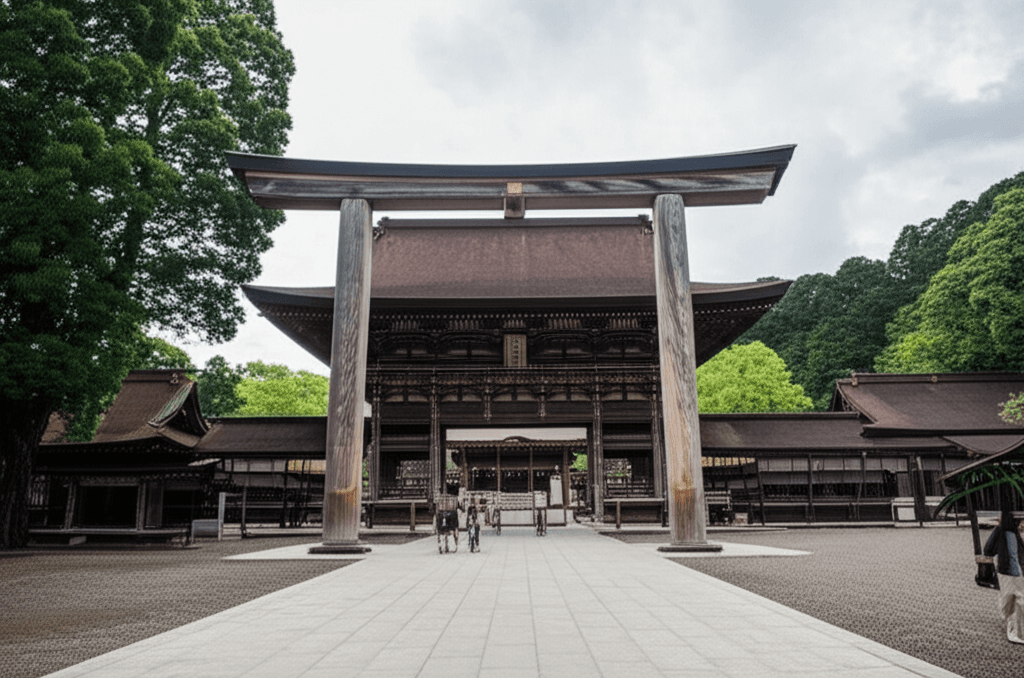 出雲大社の大鳥居と神楽殿